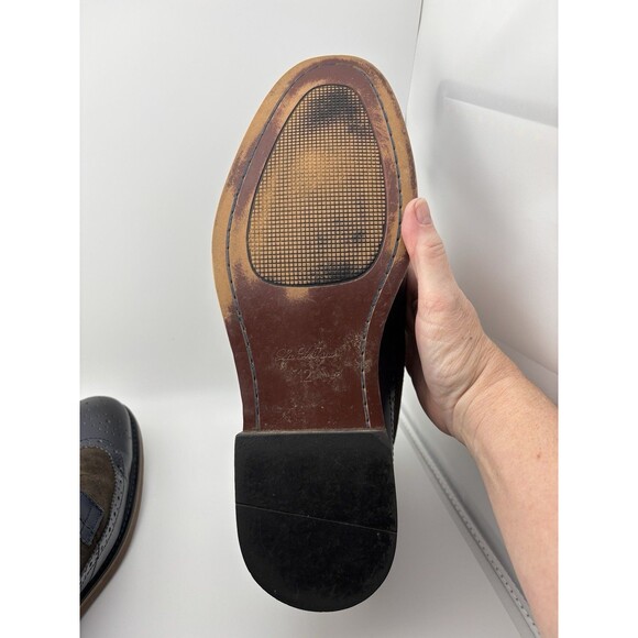 La Milano Men’s Ankle Boot Wing Tip Navy Blue Brown Leather Size 12 B5903-1 - Picture 5 of 8